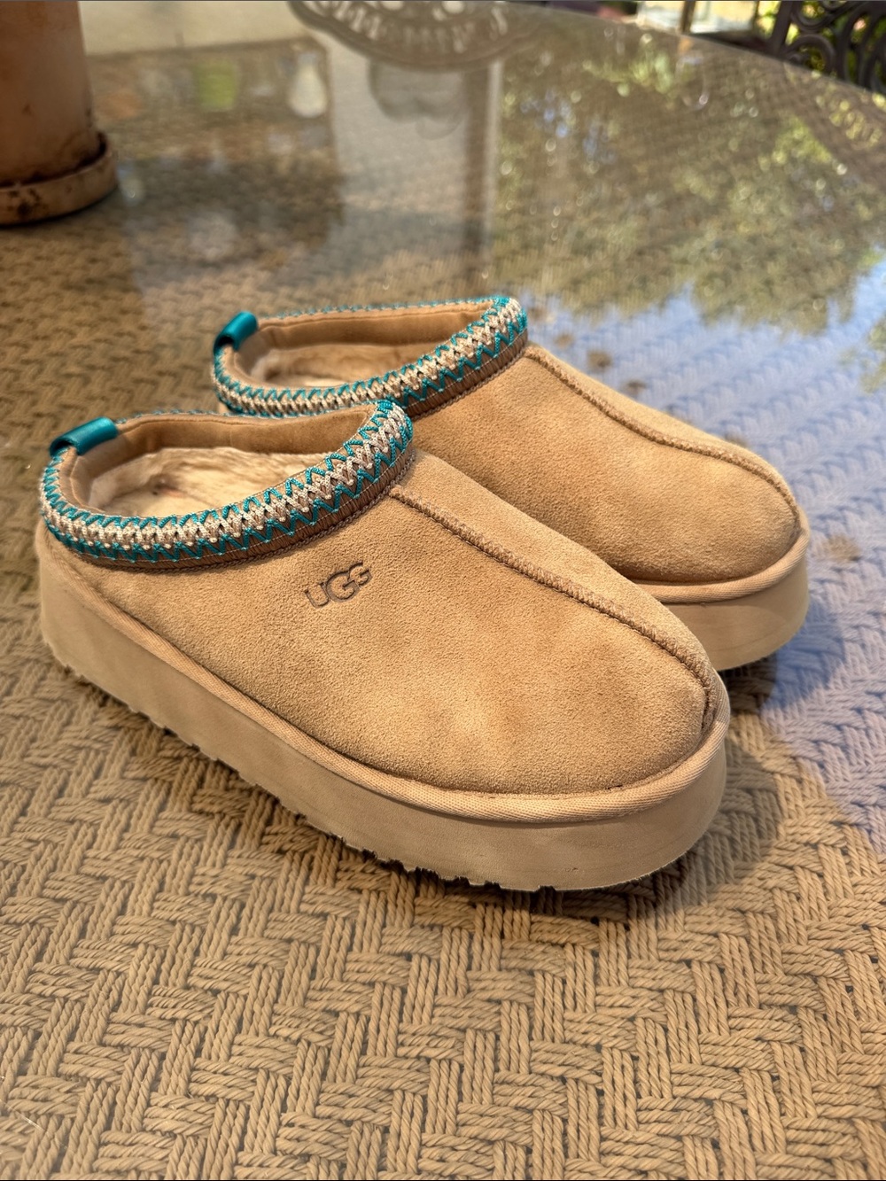 Authentic UGG Brand Women's Tazz II Braid Platform Slippers  Shoes Sand.❤️